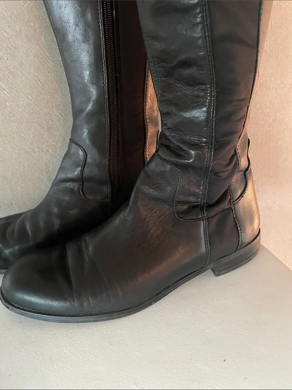 Franco Sarto Black Glove-Leather Over-The-Knee Boots